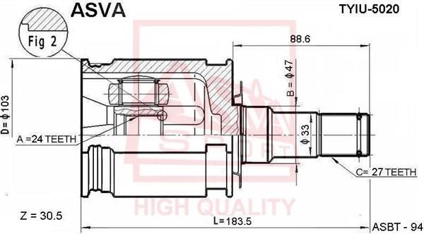 Купити TYIU-5020 Asva ШРУС Land Cruiser (3.0 TD, 3.4 i 24V)