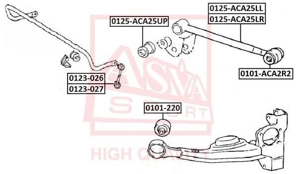 Купити 0125-ACA25LL Asva Важіль підвіски Тігго (1.6, 1.8, 2.0, 2.4)