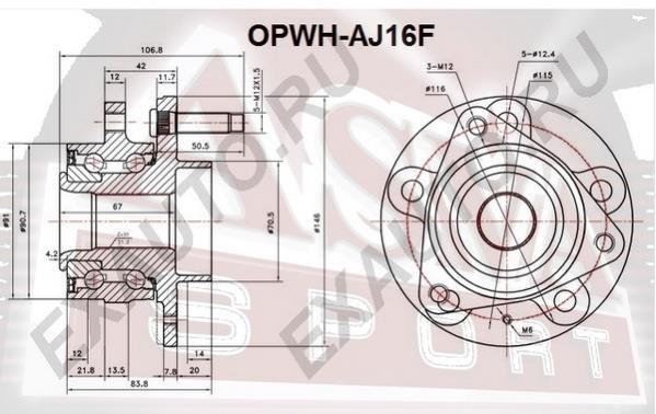 Купить OPWH-AJ16F Asva Ступица Орландо (1.8, 2.0 D)