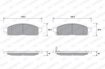 Купить 151-2592 Ween Тормозные колодки передние L200 (2.5 DI-D, 2.5 DI-D 4WD, 2.5 DiD) без датчика износа