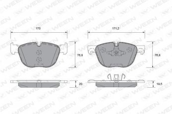 Купити 151-1270 Ween Гальмівні колодки передні BMW X5 E70 3.0 подготовлено для датчика износа колодок