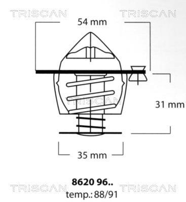 Купити 8620 9691 TRISCAN Термостат  Escort (3, 4) (1.6 D, 1.8 D)