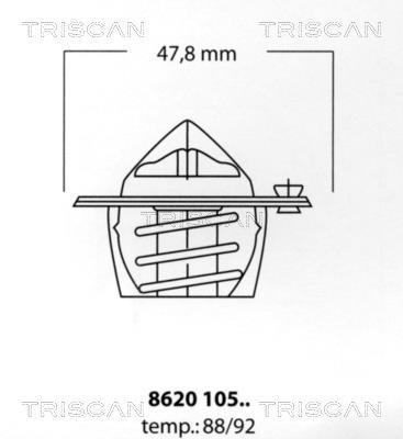Купити 8620 10588 TRISCAN Термостат  Mazda 2 (1.2, 1.3, 1.4, 1.6)