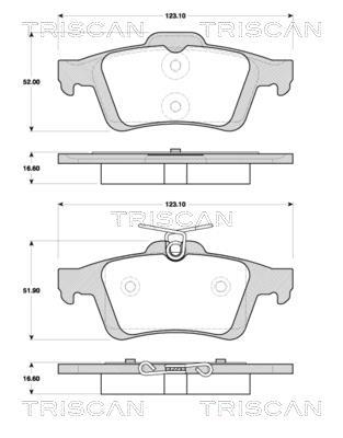 Купить 8110 10570 TRISCAN Тормозные колодки  Mazda 3 (BK, BL) (1.3, 1.6, 2.0, 2.2, 2.3) 