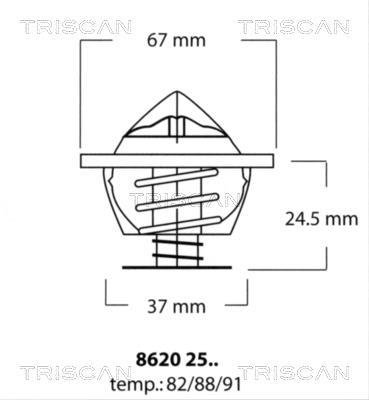 Купити 8620 2591 TRISCAN Термостат  Volkswagen LT 46 (2.5 SDI, 2.5 TDI)