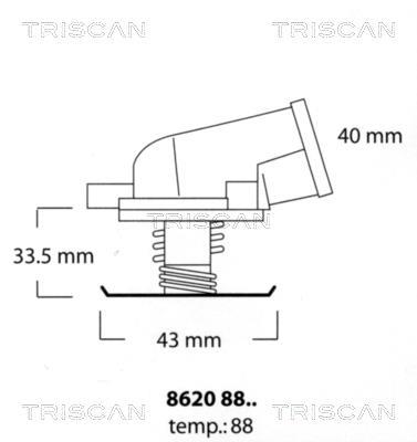 Купить 8620 8888 TRISCAN Термостат  Actyon (2.3, 2.3 4WD)