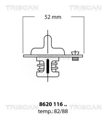 Купити 8620 11688 TRISCAN Термостат  Mazda 323 (BA, BJ) (1.3, 1.5, 1.6, 1.8)