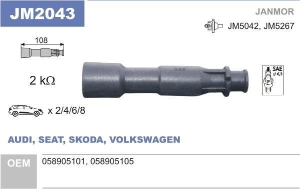 Купить JM2043 JANMOR Комплектующие катушки зажигания Ауди А3 (1.8 T, 1.8 T quattro)