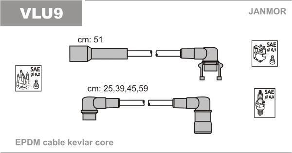 Купить VLU9 JANMOR Провода зажигания Вольво 440 (1.6, 1.7, 1.8, 2.0)