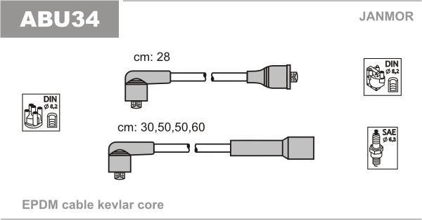 Купить ABU34 JANMOR Провода зажигания Passat B2 (1.3, 1.6, 1.8)