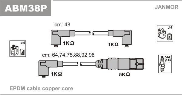 Купить ABM38P JANMOR Провода зажигания Пассат (Б3, Б4) (2.8 VR6, 2.9 VR6 Syncro)