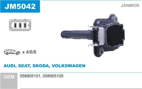 Купити JM5042 JANMOR Котушка запалювання Audi A6 (C4, C5) (1.8, 2.7, 4.2)
