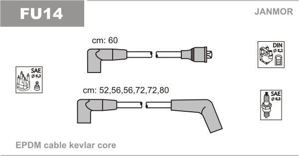 Купить FU14 JANMOR Провода зажигания Скорпио 1 (2.4, 2.8, 2.9)