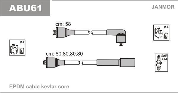 Купить ABU61 JANMOR Провода зажигания Passat (B3, B4, B5) (1.6, 1.8, 2.0)