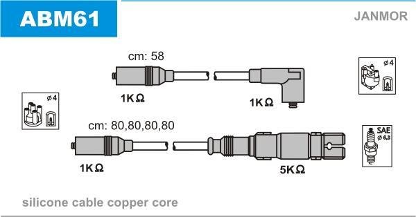 Купить ABM61 JANMOR Провода зажигания Passat (B3, B4, B5) (1.6, 1.8, 2.0)