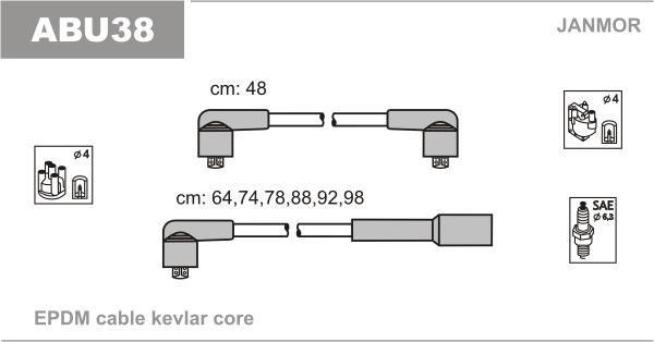 Купить ABU38 JANMOR Провода зажигания Пассат (Б3, Б4) (2.8 VR6, 2.9 VR6 Syncro)