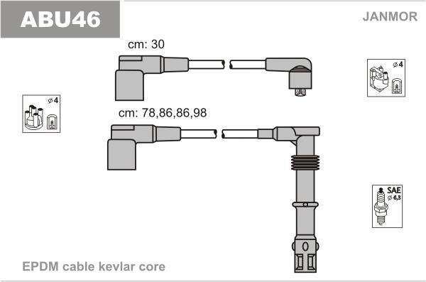 Купить ABU46 JANMOR Провода зажигания Ауди 80 (2.0 E 16V, 2.0 E 16V quattro)