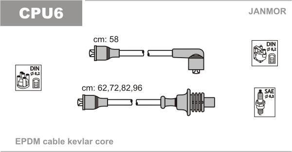 Купить CPU6 JANMOR Провода зажигания Peugeot 405 1.9 Injection