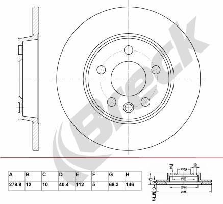 Купить BR 016 SA100 BRECK Тормозные диски Transporter T4 (1.9, 2.0, 2.4, 2.5, 2.8)