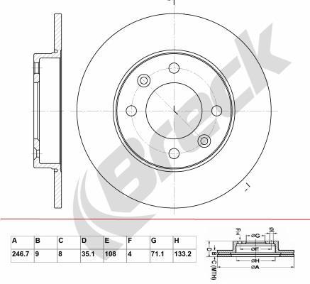 Купить BR 035 SA100 BRECK Тормозные диски Peugeot 307 (1.4, 1.6, 2.0)