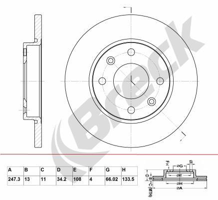 Купить BR 012 SA100 BRECK Тормозные диски Matiz (0.8, 1.0)
