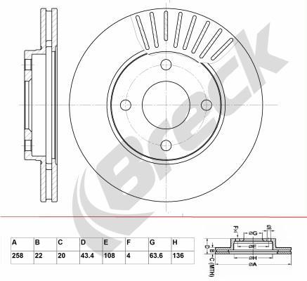 Купити BR 319 VA100 BRECK Гальмівні диски Fusion (1.2, 1.4, 1.6)