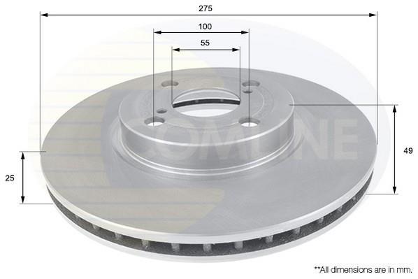 Купить ADC01114V Comline Тормозные диски Corolla (110, 120, 140, 150) (1.4, 1.8, 2.0)
