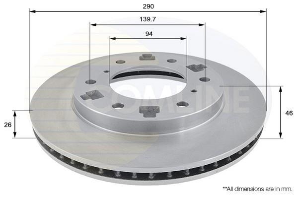 Купить ADC0359V Comline Тормозные диски Паджеро (2, 3, 4) (2.5, 3.0, 3.2, 3.5, 3.8)