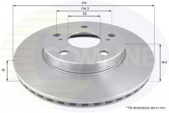 Купити ADC01140V Comline Гальмівні диски Королла (120, 140, 150) (1.3, 1.4, 1.6, 1.8)