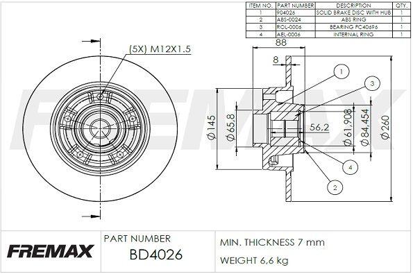 Тормозной диск BD-4026 FREMAX фото 1