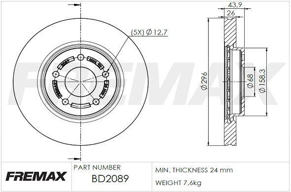 Купить BD-2089 FREMAX Тормозные диски Х-Трейл (1.6 DIG-T, 1.6 dCi, 2.0 ALL MODE -i)