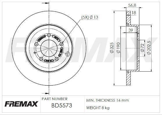 Купити BD-5573 FREMAX Гальмівні диски CX-7 (2.2 MZR-CD, 2.2 MZR-CD AWD)
