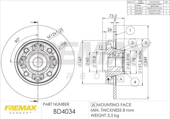 Купить BD-4034 FREMAX Тормозные диски Peugeot