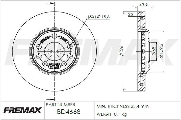 Купити BD-4668 FREMAX Гальмівні диски Лагуна 3 2.0