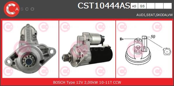 Купить CST10444AS CASCO Стартер Altea (1.9 TDI, 2.0 TDI, 2.0 TDI 16V)