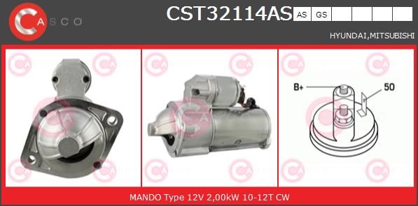 Купить CST32114AS CASCO Стартер Hyundai H1 (2.5 TD, 2.5 TD 4WD)