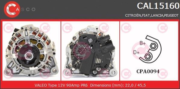Купить CAL15160AS CASCO Генератор  Ducato 244