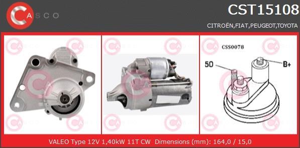 Купити CST15108AS CASCO Стартер Peugeot 407 1.6 HDi 110