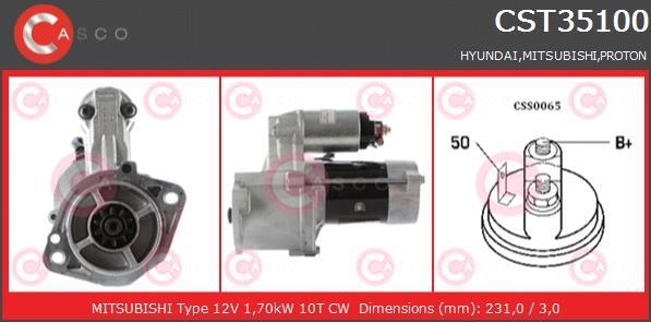 Купить CST35100AS CASCO Стартер Hyundai H1 (2.5 D, 2.5 TD, 2.5 TD 4WD)