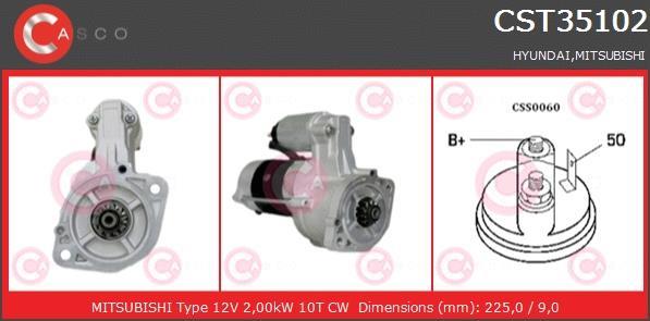 Купити CST35102AS CASCO Стартер Pajero 1 (2.5 TD, 2.5 TD 4WD)