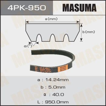 Ремінь приводний 4PK-950 Masuma –  фото 1