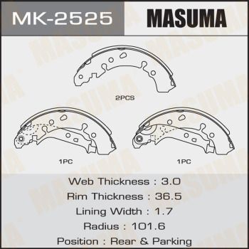 Купить MK-2525 Masuma Тормозные колодки  Yaris (1.0, 1.3, 1.4) 