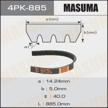 Ремень приводной 4PK-885 Masuma –  фото 1