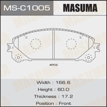 Гальмівна колодка MS-C1005 Masuma –  фото 1