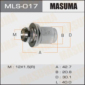 Шпильки ГАЙКИ Гайки 12x1.5 (уп., 20 шт) довгі з шайбою D 30mm  MLS-017 Masuma фото 1