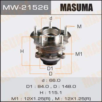 Купити MW-21526 Masuma Підшипник маточини  X-Trail  