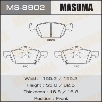 Купити MS-8902 Masuma Гальмівні колодки  Accord (2.0 i, 2.2 i-DTEC, 2.4 i) 