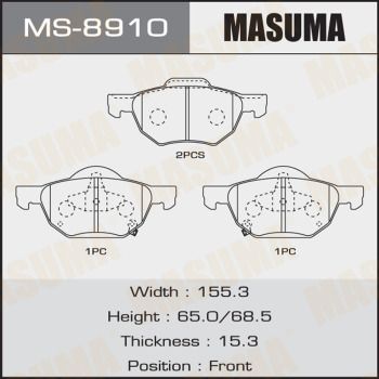 Купити MS-8910 Masuma Гальмівні колодки  Аккорд (2.0, 2.2 i-CTDi, 2.4) 