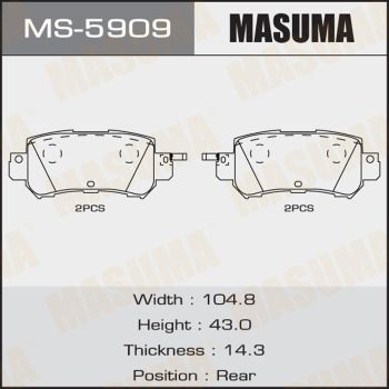 Купити MS-5909 Masuma Гальмівні колодки  СХ-5 (2.0, 2.2) 