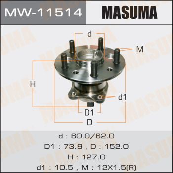 Купити MW-11514 Masuma Підшипник маточини  Хайлендер  